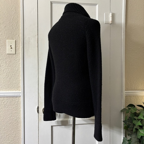 Anthropologie Moth Black Knit Wide Collar Form Fitting Sweater Jacket Cardigan - Picture 7 of 14